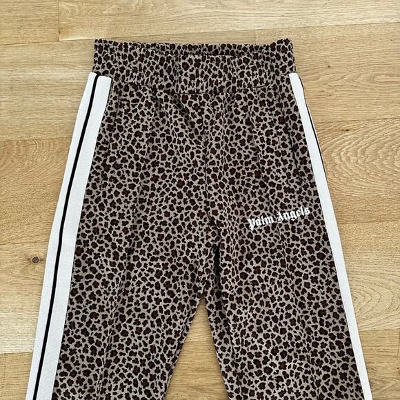 Palm Angels Leopard Print Jacquard Side Stripe Track Pants in Brown & White - Picture 2 of 6